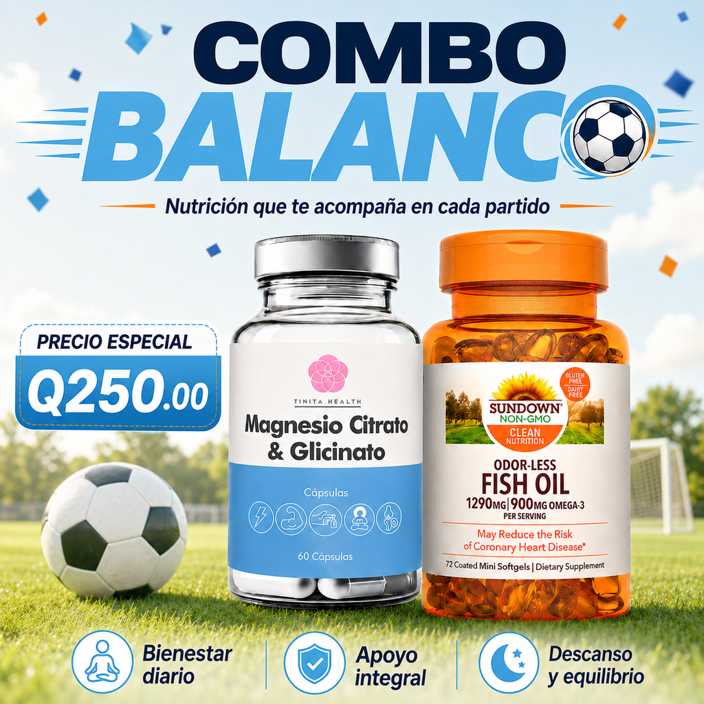 COMBO BALANCE-- MAGNESIO CITRATO Y GLICINATO + OMEGA 3