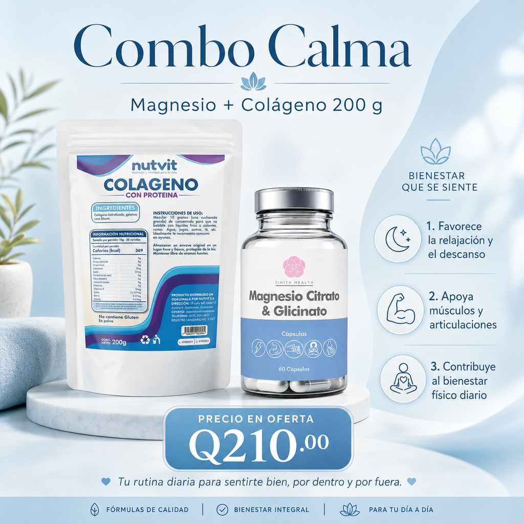 COMBO CALMA-- MAGNESIO CITRATO Y GLICINATO + COLAGENO 200g
