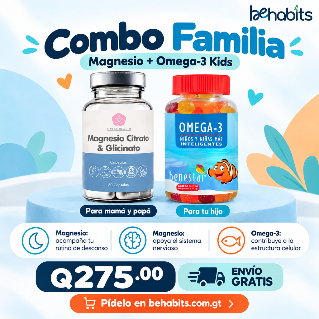 COMBO FAMILIA-- MAGNESIO CITRATO Y GLICINATO + OMEGA 3 KIDS