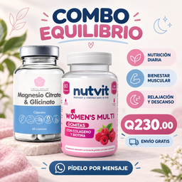 COMBO EQUILIBRIO- MAGNESIO CITRATO Y GLICINATO +MULTIVITAMINICO DE MUJER